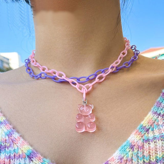 Multicolor Chain Bear Pendant