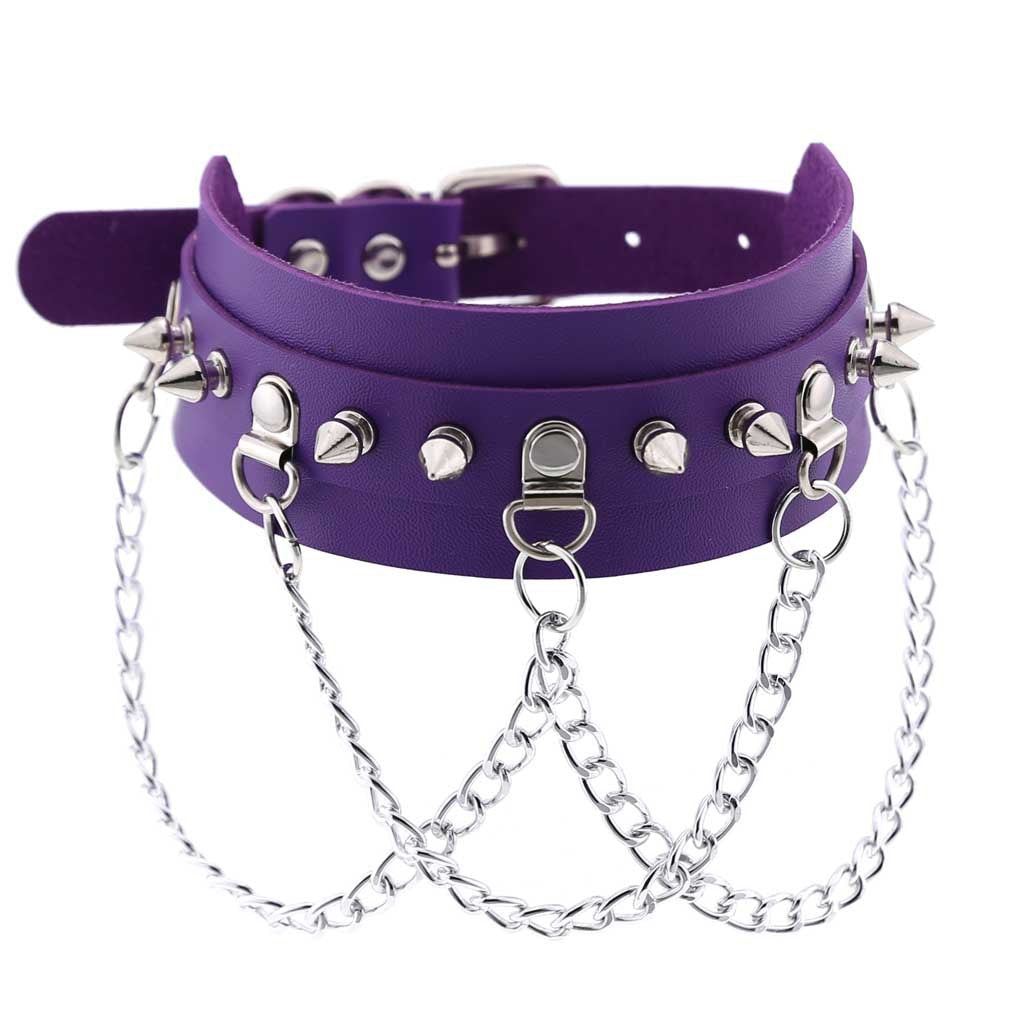 Purple PU Leather Choker