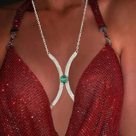 Green Crystal Chest Chain